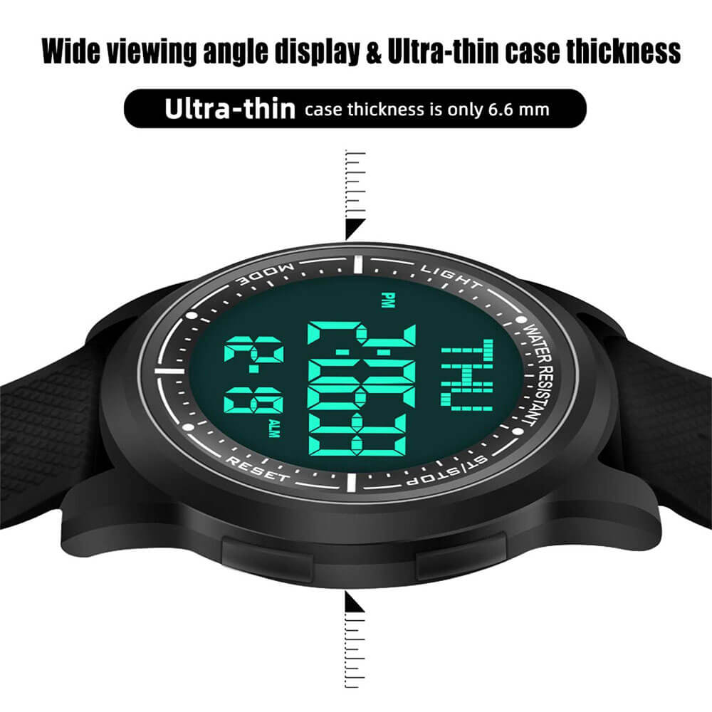 Beeasy AW02 Ultra-Thin Waterproof Digital Wrist Watch for Men