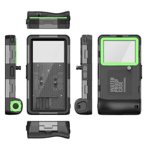 black and green diving phone case