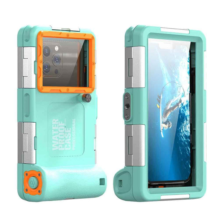 green and orange diving phone case