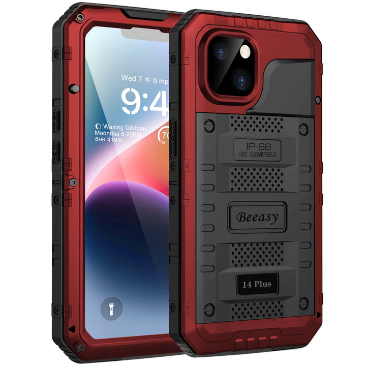 iPhone14 plus red heavy duty waterproof case