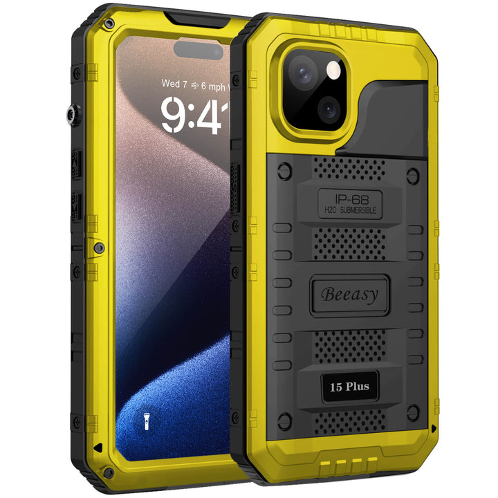 iphone15 plus yellow heavy duty waterproof case