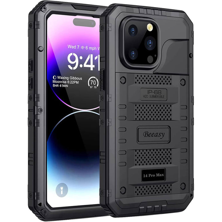 iphone14 pro max black  heavy duty waterproof case