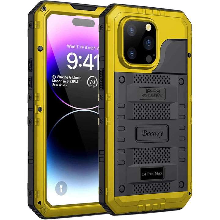 iphone14 pro max yellow heavy duty waterproof case