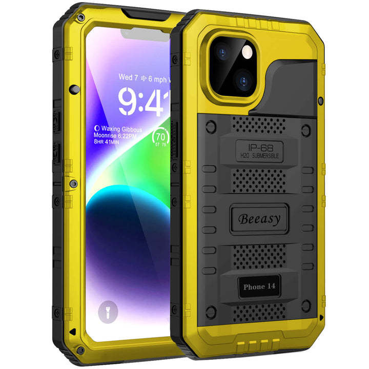 iphone14 yellow heavy duty waterproof case