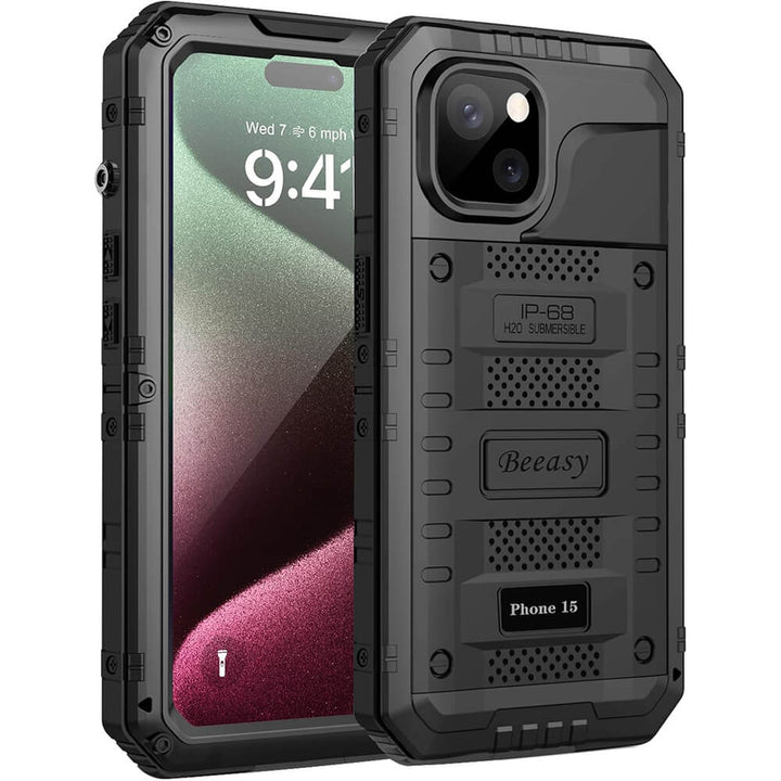 iphone15 black heavy duty waterproof case